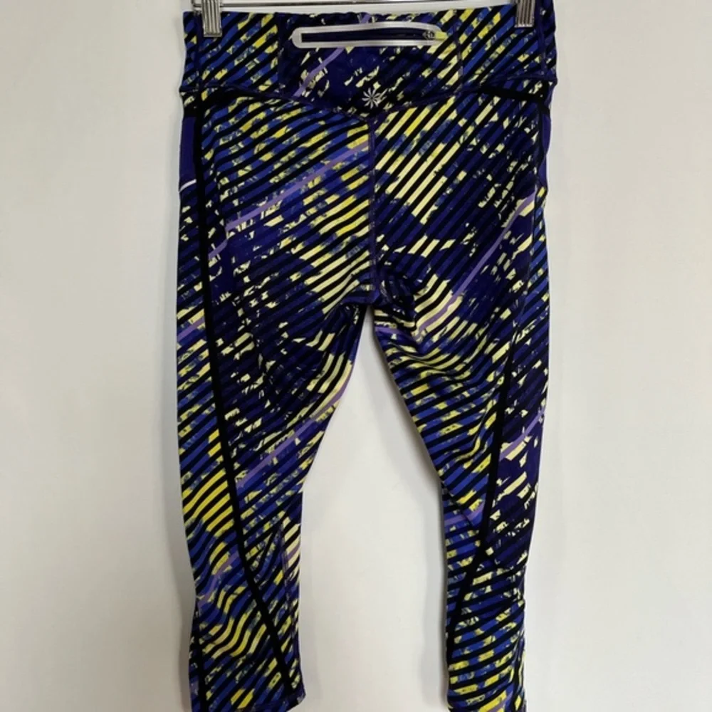 Athleta‎ Capri Crop Lightweight Blue Yellow Leggings Size S